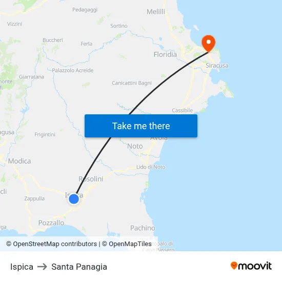 Ispica to Santa Panagia map