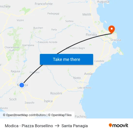 Modica - Borsellino Square to Santa Panagia map