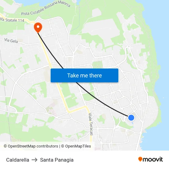 Caldarella to Santa Panagia map