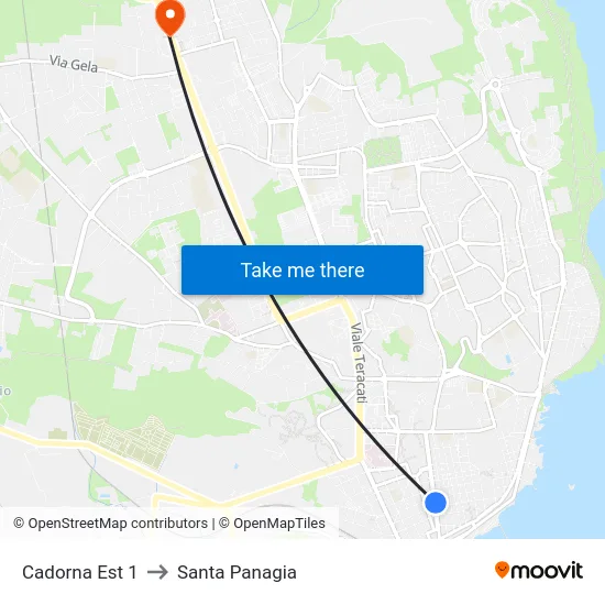 Cadorna Est 1 to Santa Panagia map