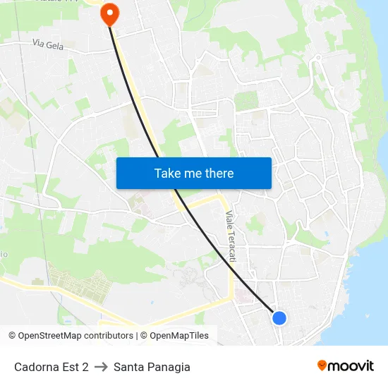 Cadorna East 2 to Santa Panagia map