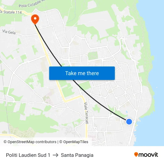 Politi Laudien Sud 1 to Santa Panagia map