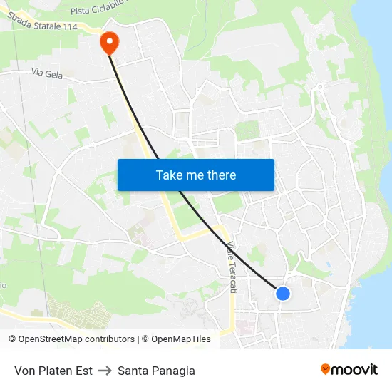 East Von Platen to Santa Panagia map