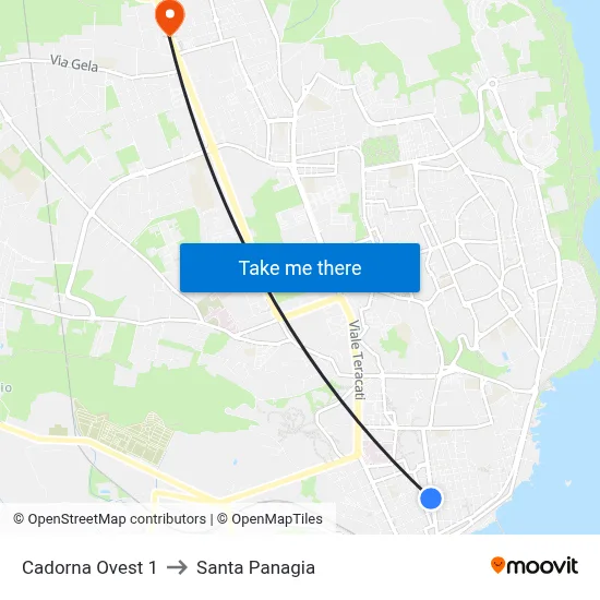 Cadorna West 1 to Santa Panagia map