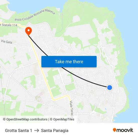 Santa Grotta 1 to Santa Panagia map