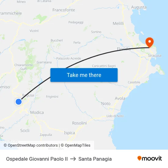 Giovanni Paolo II Hospital to Santa Panagia map