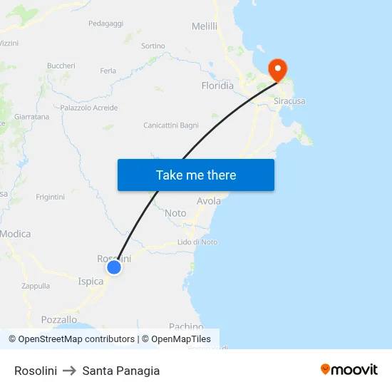 Rosolini to Santa Panagia map