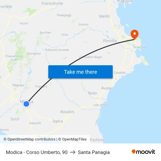 Modica - Umberto Avenue, 90 to Santa Panagia map