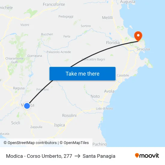 Modica - Umberto Avenue, 277 to Santa Panagia map