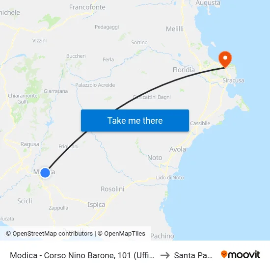 Modica - Corso Nino Barone, 101 (Post Office) to Santa Panagia map