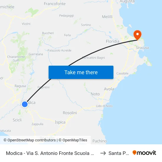 Modica - Via S. Antonio Fronte Scuola Materna (Scardacucco) to Santa Panagia map