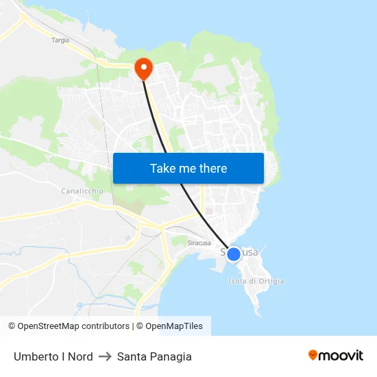 Umberto I North to Santa Panagia map