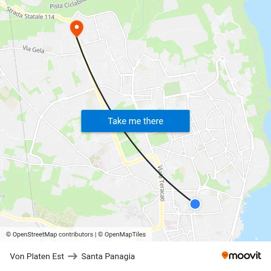 East Von Platen to Santa Panagia map