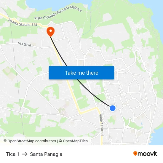 Tica 1 to Santa Panagia map