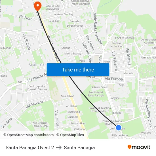 Santa Panagia West 2 to Santa Panagia map