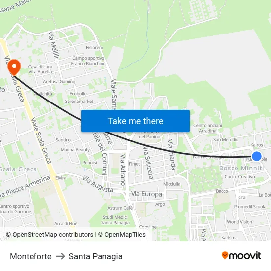 Monteforte to Santa Panagia map