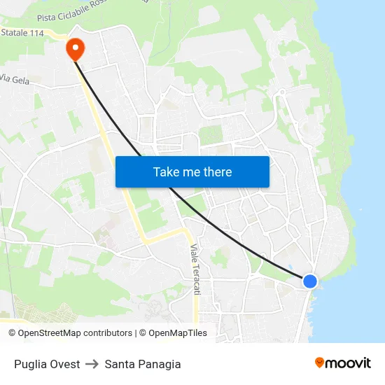Puglia Ovest to Santa Panagia map
