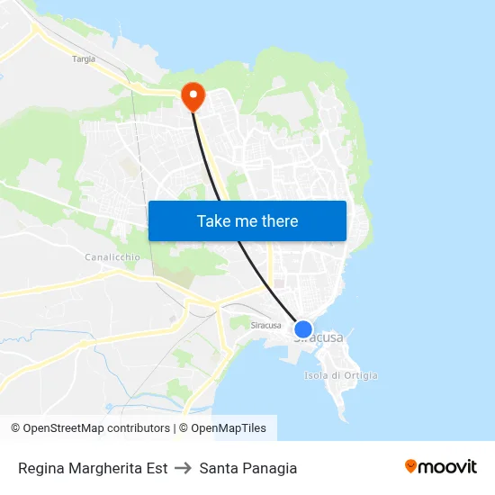 East Regina Margherita to Santa Panagia map