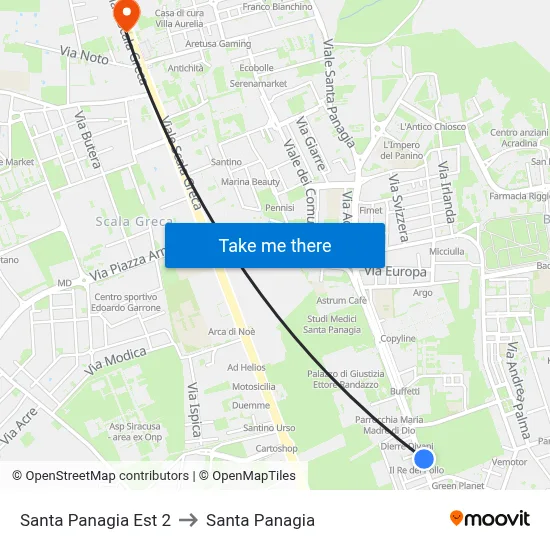 Santa Panagia East 2 to Santa Panagia map