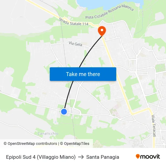 Epipoli Sud 4 (Villaggio Miano) to Santa Panagia map