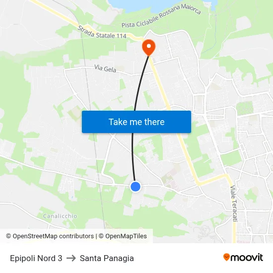 Epipoli Nord 3 to Santa Panagia map