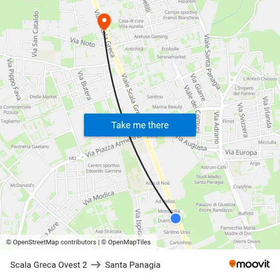 Scala Greca West 2 to Santa Panagia map