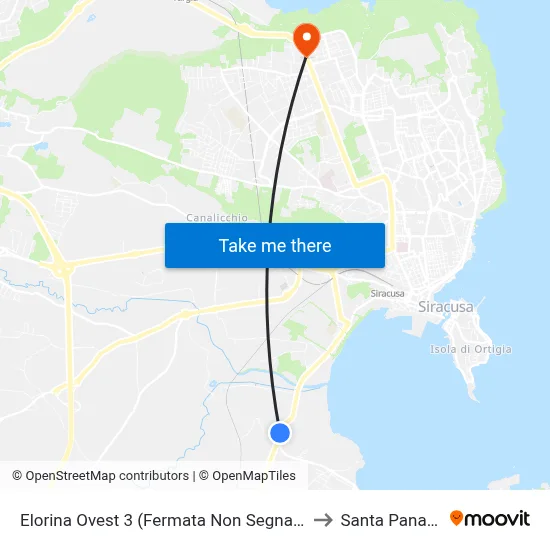 Elorina West 3 (Unmarked Stop) to Santa Panagia map