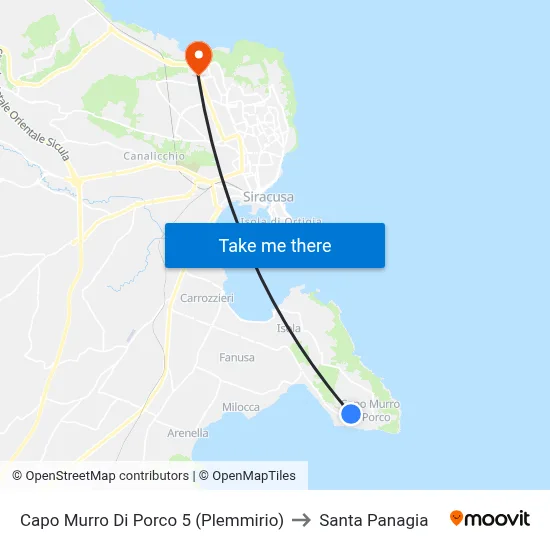 Capo Murro Di Porco 5 (Plemmirio) to Santa Panagia map