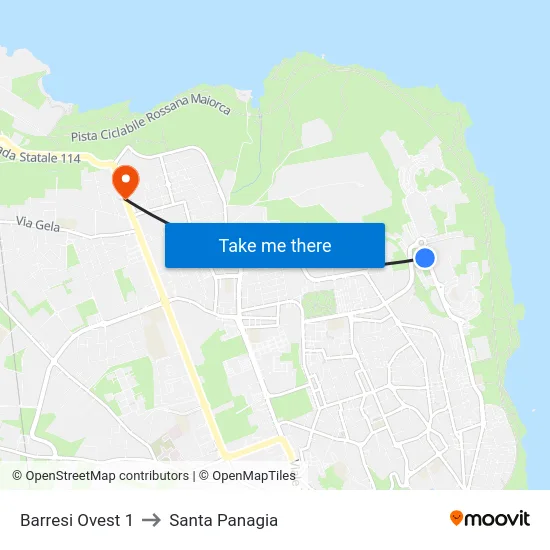 Barresi Ovest 1 to Santa Panagia map