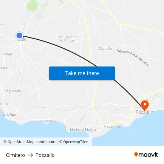 Cimitero to Pozzallo map