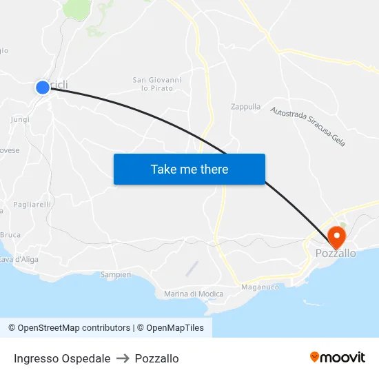 Ingresso Ospedale to Pozzallo map