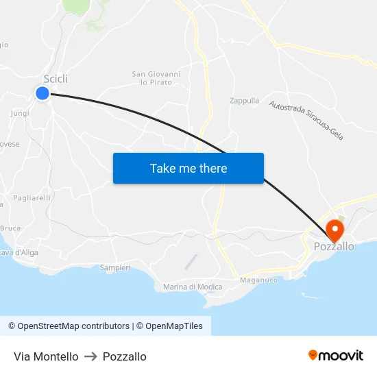 Via Montello to Pozzallo map