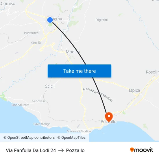 Via Fanfulla Da Lodi 24 to Pozzallo map