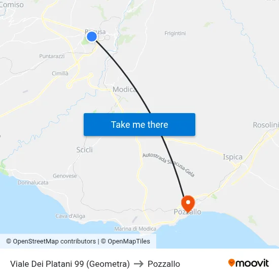 Viale Dei Platani 99 (Surveyor) to Pozzallo map
