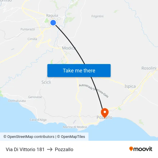 Via Di Vittorio 181 to Pozzallo map