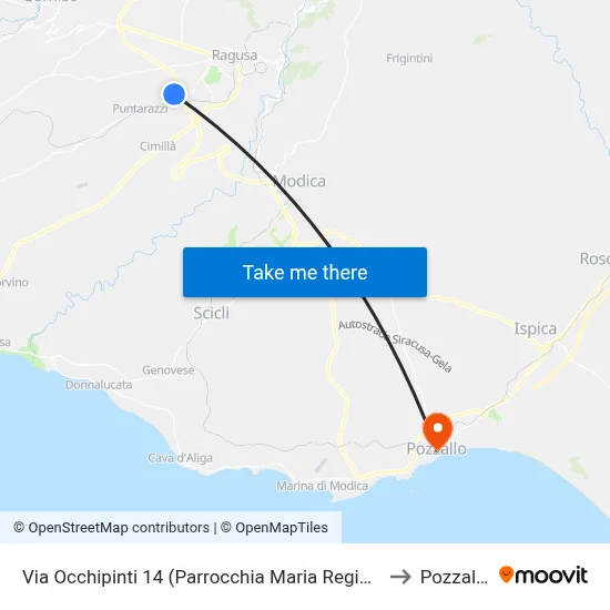 Via Occhipinti 14 (Maria Regina Parish) to Pozzallo map