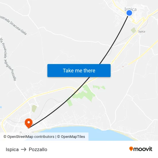 Ispica to Pozzallo map