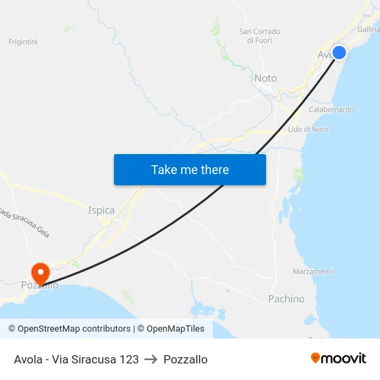 Avola - Via Siracusa 123 to Pozzallo map