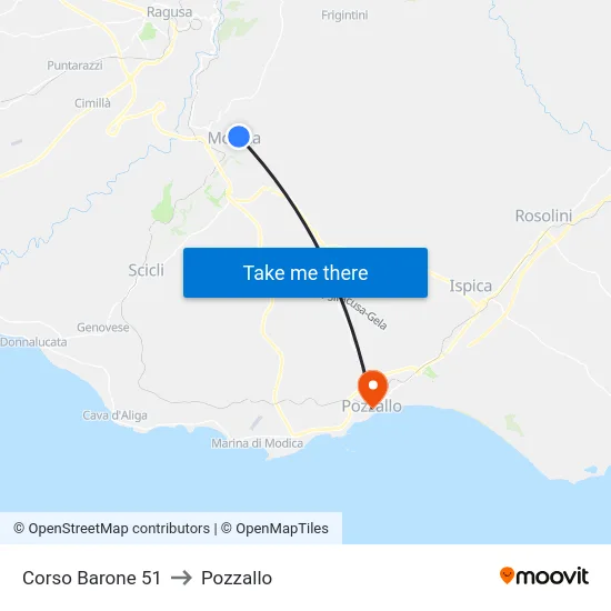 Corso Barone 51 to Pozzallo map