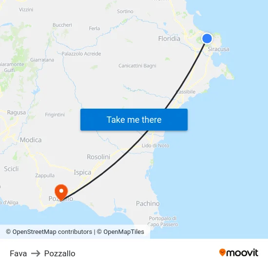 Fava to Pozzallo map