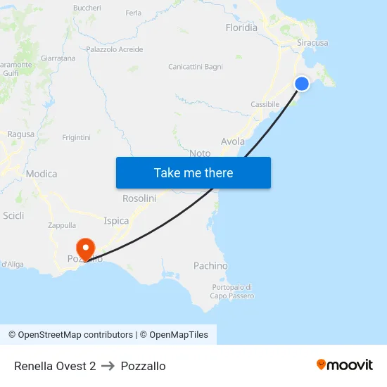 Renella Ovest 2 to Pozzallo map