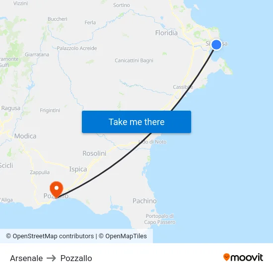 Arsenale to Pozzallo map