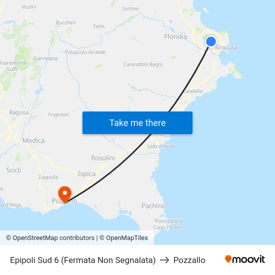 Epipoli Sud 6 (Fermata Non Segnalata) to Pozzallo map