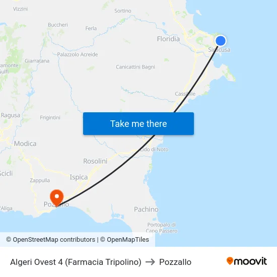 Algeri Ovest 4 (Farmacia Tripolino) to Pozzallo map