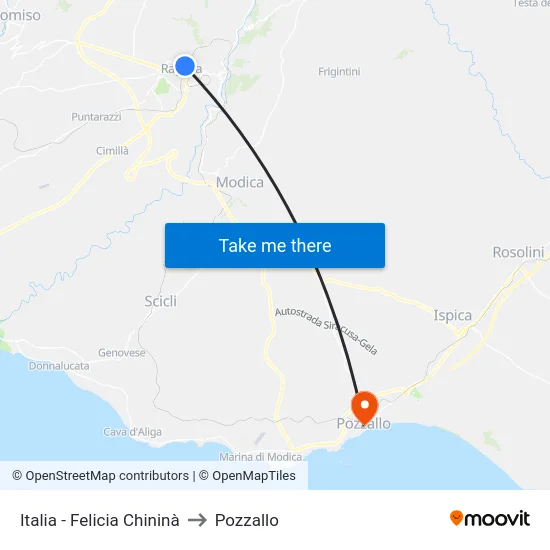 Italia - Felicia Chininà to Pozzallo map