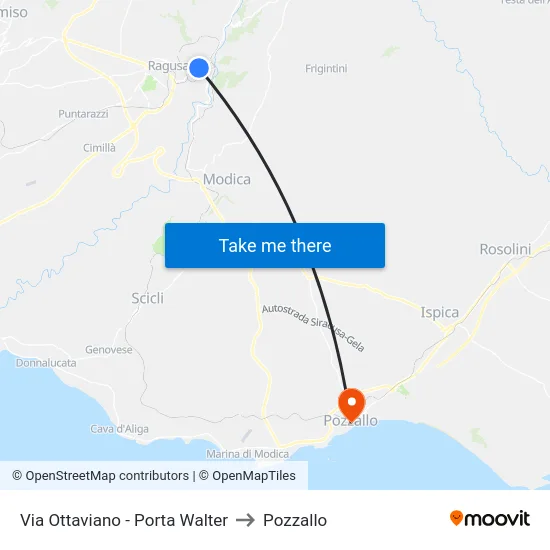 Via Ottaviano - Porta Walter to Pozzallo map