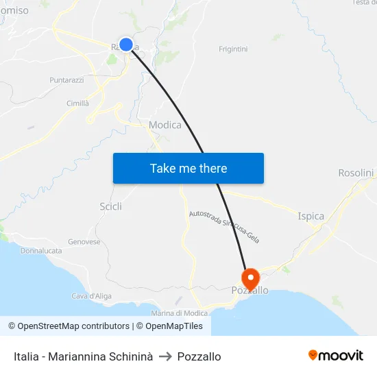 Italia - Mariannina Schininà to Pozzallo map