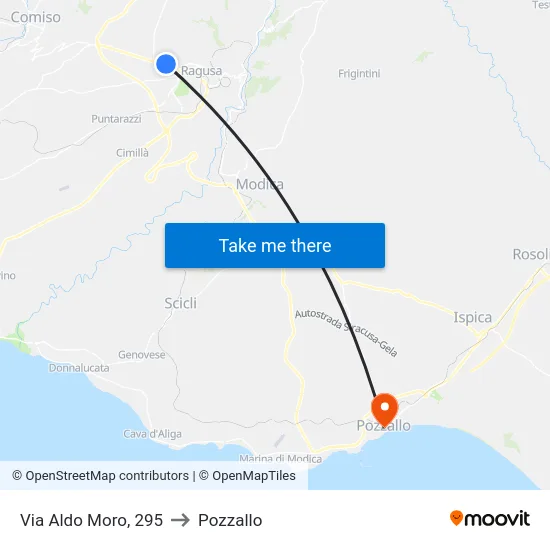 Via Aldo Moro, 295 to Pozzallo map