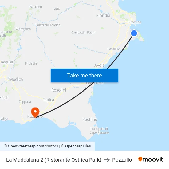 La Maddalena 2 (Ristorante Ostrica Park) to Pozzallo map