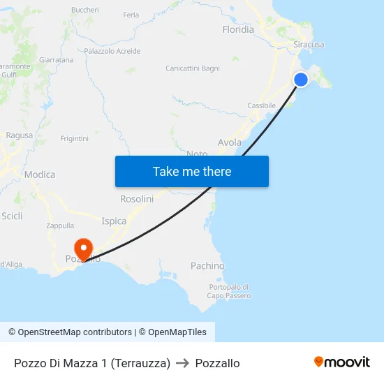 Pozzo Di Mazza 1 (Terrauzza) to Pozzallo map